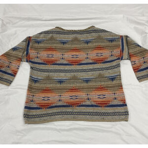 Chaps Cotton Aztec Southwestern 3/4 Sleeve Sweater size large Western Boho